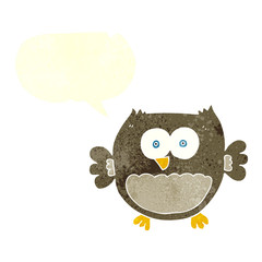 retro speech bubble cartoon owl