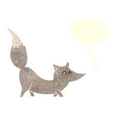retro speech bubble cartoon little wolf