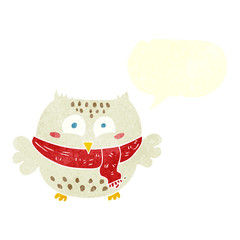 retro speech bubble cartoon owl