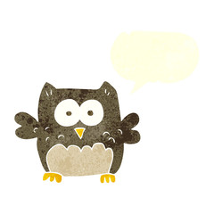 retro speech bubble cartoon owl