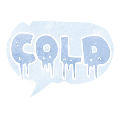 retro speech bubble cartoon word cold
