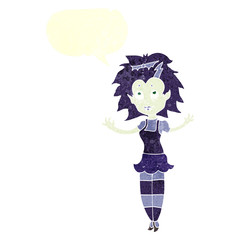 retro speech bubble cartoon vampire girl