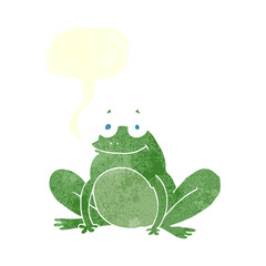 retro speech bubble cartoon happy frog