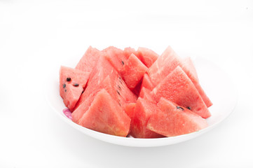 Slice of watermelon on white background