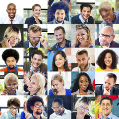 Collage Diverse Faces Group People Concept