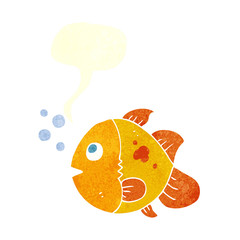 retro speech bubble cartoon fish
