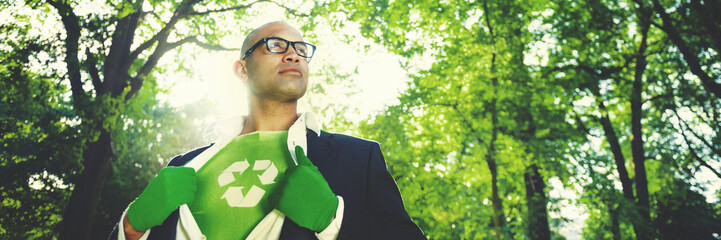 Conservative Businessman Recycle Ecology Saving Concept - obrazy, fototapety, plakaty
