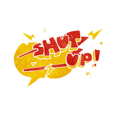 retro speech bubble cartoon shut up! symbol