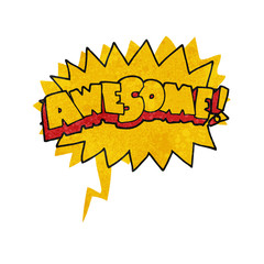 retro speech bubble cartoon awesome symbol