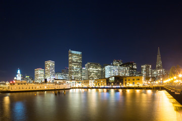 Fototapeta na wymiar water with cityscape of San Francisco at night