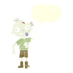 retro speech bubble cartoon zombie