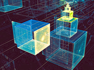 Abstract technology background cubes digitally generated image