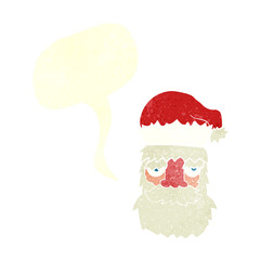 retro speech bubble cartoon tired santa claus face