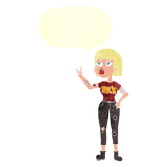 retro speech bubble cartoon rock girl