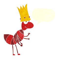 retro speech bubble cartoon ant queen