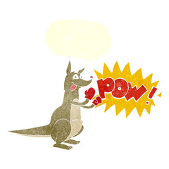retro speech bubble cartoon boxing kangaroo