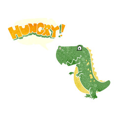 retro speech bubble cartoon hungry dinosaur