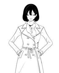 女性 / トレンチコート / 目を閉じる