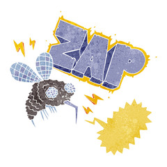 retro speech bubble cartoon fly zapped