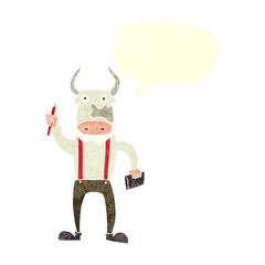 retro speech bubble cartoon bull man