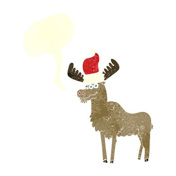 retro speech bubble cartoon christmas moose
