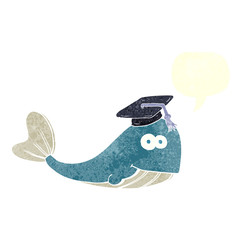 retro speech bubble cartoon whale graduate