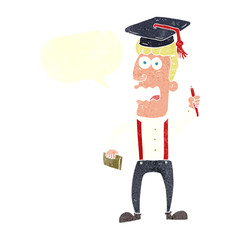 retro speech bubble cartoon stressed student