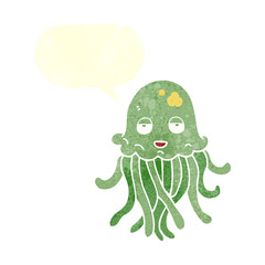 retro speech bubble cartoon octopus