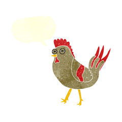 retro speech bubble cartoon chicken