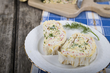 Roll on a wooden table