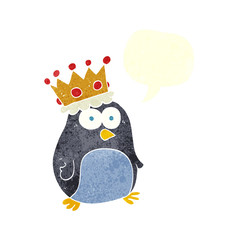 retro speech bubble cartoon emperor penguin