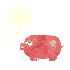 retro speech bubble cartoon piggy bank