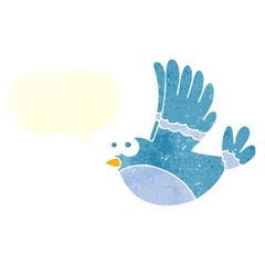 retro speech bubble cartoon flying bird