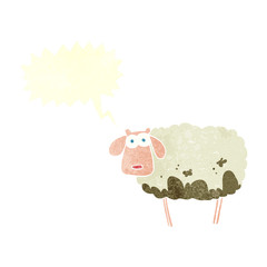 retro speech bubble cartoon muddy sheep