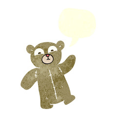 retro speech bubble cartoon teddy bear