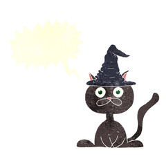 retro speech bubble cartoon halloween cat