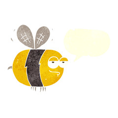 retro speech bubble cartoon unhappy bee