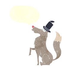 retro speech bubble cartoon wolf
