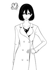 女性 / 春コート / 怒る