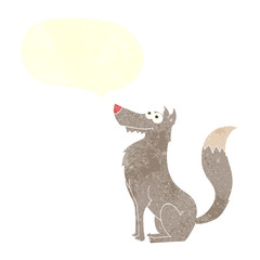 retro speech bubble cartoon wolf
