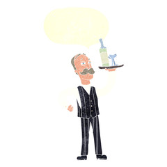 retro speech bubble cartoon waiter