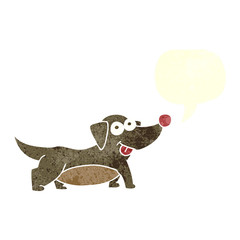 retro speech bubble cartoon happy little dog