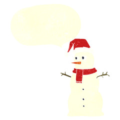 retro speech bubble cartoon snowman