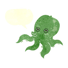 retro speech bubble cartoon octopus