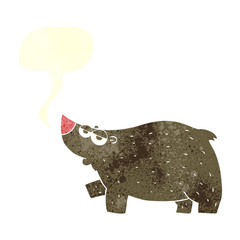 retro speech bubble cartoon bear
