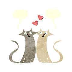 retro speech bubble cartoon cats in love