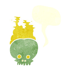 retro speech bubble cartoon steaming skull