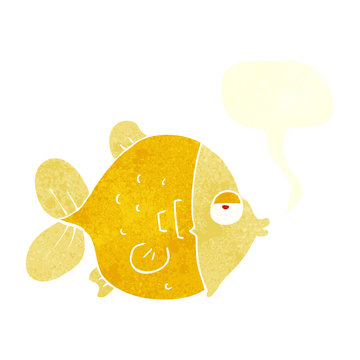 retro speech bubble cartoon funny fish