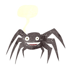 retro speech bubble cartoon happy spider