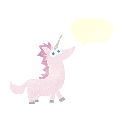 retro speech bubble cartoon unicorn